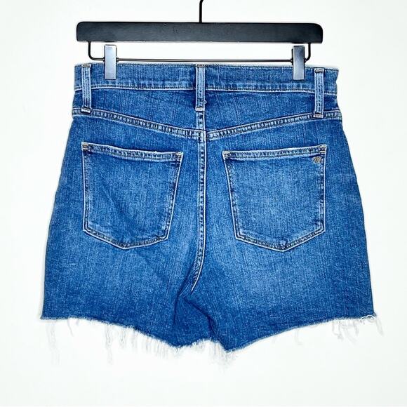 MADEWELL high rise denim shortie cutoff jean shorts size 26 medium wash - Picture 3 of 6